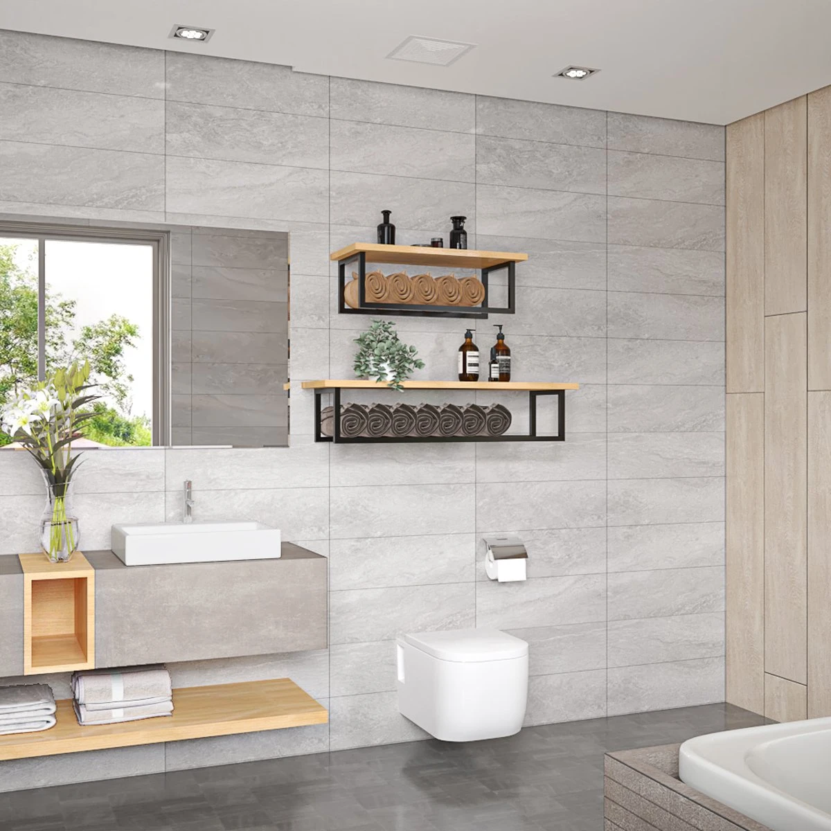 SaniDreams Carbon Handdoekenrek L Zwart - Staal - 90x25x20cm 7 SaniDreams Carbon Handdoekenrek L Zwart - Staal - 90x25x20cm - Afbeelding 5