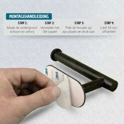 Vannons - Toiletrolhouder - WC Rolhouder Zwart Zonder Boren - Zelfklevend - WC Rol Houder RVS - Zwart -Badkamer Wijs 1200x1200 171