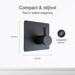 Eavy Set Van 2 Handdoekhaakjes – Zelfklevend – Zelfklevende Haakjes – Wandhaak – Plakhaakjes – RVS – Zwart - Inclusief Ontvetter -Badkamer Wijs 1200x1200 1724