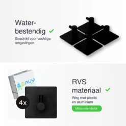 Eavy Set Van 2 Handdoekhaakjes – Zelfklevend – Zelfklevende Haakjes – Wandhaak – Plakhaakjes – RVS – Zwart - Inclusief Ontvetter -Badkamer Wijs 1200x1200 1725