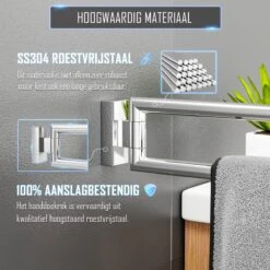 Nolad® Handdoekrek 2 Armig - Handdoekhouder - Handdoekenrek - RVS - Chroom -Badkamer Wijs 1200x1200 1774