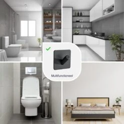 4x Handdoekhaakjes (Zelfklevend) Van RVS Zwart – Zelfklevende Haakjes – Wandhaak – Handdoekhouder – Ophanghaken Voor Keuken Of Badkamer -Badkamer Wijs 1200x1200 1813