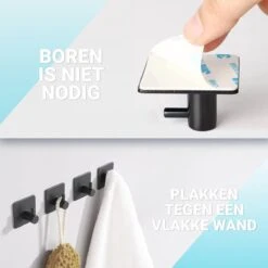 Qitch & Quisine Handdoekhaakjes - Set Van 3 Zwarte Haakjes - Zelfklevend - Waterbestendig - RVS 13 Qitch & Quisine Handdoekhaakjes - Set Van 3 Zwarte Haakjes - Zelfklevend - Waterbestendig - RVS -Badkamer Wijs 1200x1200 1821