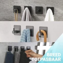 Qitch & Quisine Handdoekhaakjes - Set Van 3 Zwarte Haakjes - Zelfklevend - Waterbestendig - RVS 17 Qitch & Quisine Handdoekhaakjes - Set Van 3 Zwarte Haakjes - Zelfklevend - Waterbestendig - RVS -Badkamer Wijs 1200x1200 1825