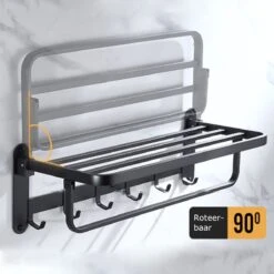 Handdoekrek – Handdoekenrek Badkamer – Badkamerrek – Doucherek – Handdoekhouder – Handdoekrek Badkamer – 60cm – Zwart -Badkamer Wijs 1200x1200 1829