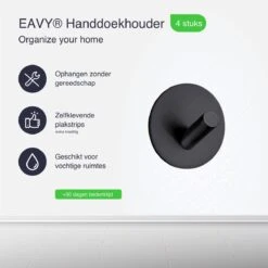EAVY Handdoekhaakjes Zelfklevend - Set Van 4 Handdoek Haakjes - Wandhaak - Handdoekhouder -Badkamer Wijs 1200x1200 1860
