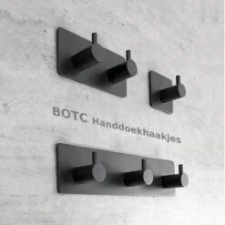 BOTC Handdoekhouder RVS - Handdoekhaakjes 2 In 1 RVS Zelfklevend - Rechthoekig Handdoek Haakjes - Handdoekhaak - Zwart -Badkamer Wijs 1200x1200 1871