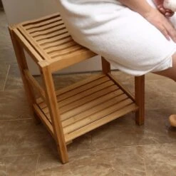 Merkloos Decopatent® Bamboe Handoekenrek - Badkamer Bankje - Houten Handdoeken Rek - Bank Voor In Badkamer - Badkamerkruk - Badkamerstoel -Badkamer Wijs 1200x1200 1884