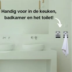 Waal© 2 Stuks RVS Handdoekhouders Zilver - Zelfklevend - Handdoek Klem - Handdoek Haak -Badkamer Wijs 1200x1200 1913