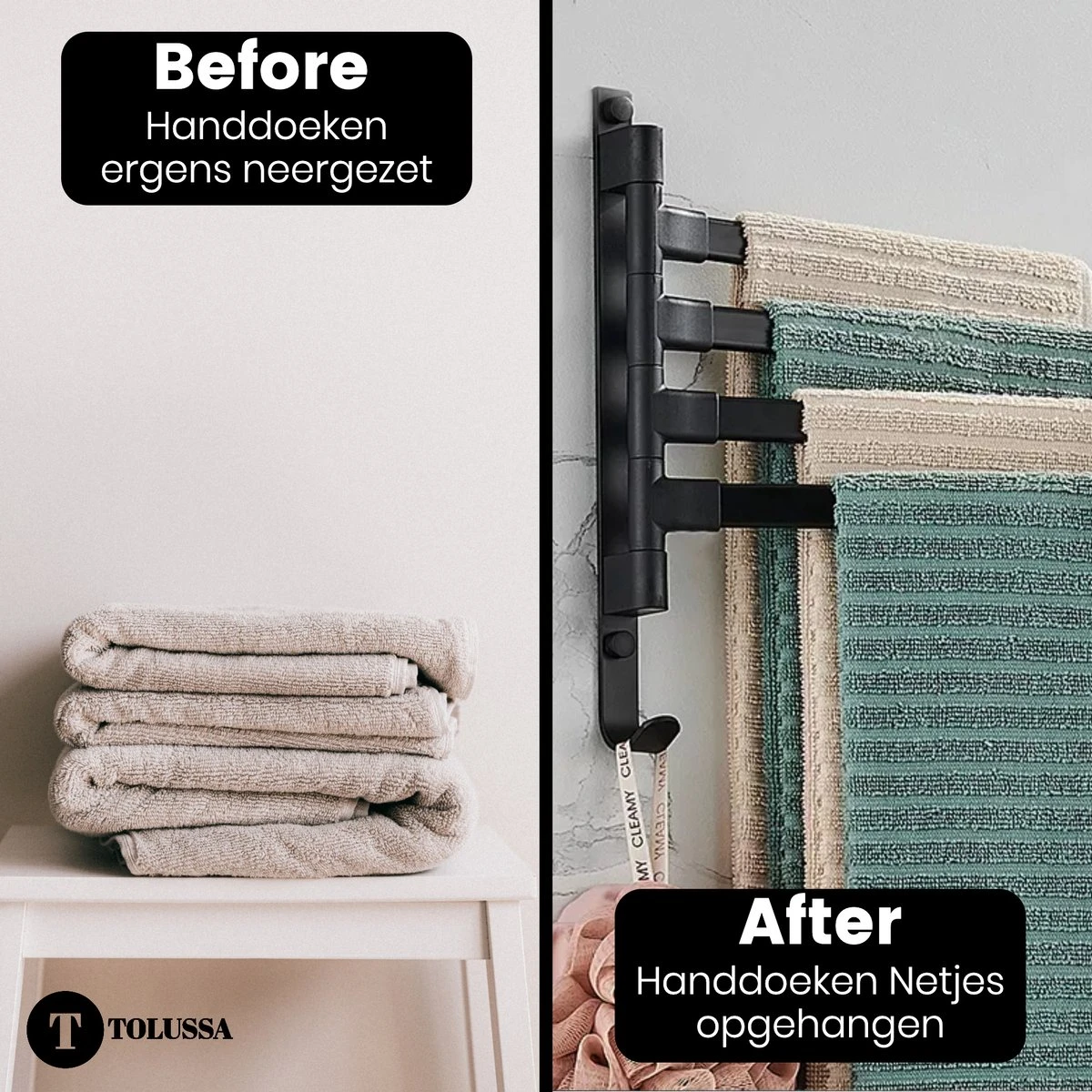 Tolussa Handdoekrek Badkamer Zwart - 38 CM - Handdoekhouder Zwart - Handdoekenrek Badkamer - Draaibaar 7 Tolussa Handdoekrek Badkamer Zwart - 38 CM - Handdoekhouder Zwart - Handdoekenrek Badkamer - Draaibaar - Afbeelding 5