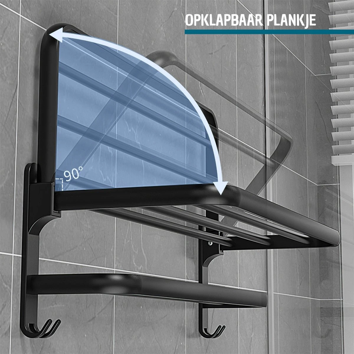 Vannons - Handdoekrek - Handdoekrek Badkamer - 2 Handdoeken - Handdoekrek Zelfklevend - Zwart 7 Vannons - Handdoekrek - Handdoekrek Badkamer - 2 Handdoeken - Handdoekrek Zelfklevend - Zwart - Afbeelding 5