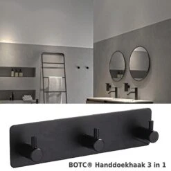 Merkloos Handdoekhaakjes - 3 In 1 Handdoekhaak - Wandhaak - Muurhaak - Zwart -Badkamer Wijs 1200x1200 2031