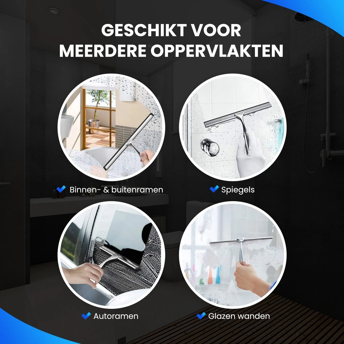 Douchewisser Met Ophangsysteem - Raamwisser - Raamtrekker - RVS - Extra Siliconen Strip 9 Douchewisser Met Ophangsysteem - Raamwisser - Raamtrekker - RVS - Extra Siliconen Strip - Afbeelding 7