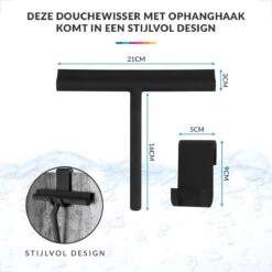 Douchewisser Met Ophanghaak – Trekker Douche – Douchetrekker Voor Badkamer – Raamwisser Douche – Zwart -Badkamer Wijs 1200x1200 2058