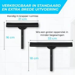 Minismus Douchewisser Met Magneethouder Ophangsysteem Zonder Boren - 21 Cm Breed - Zwart -Badkamer Wijs 1200x1200 2090