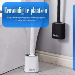 Flusive WC Borstel Met Houder Inclusief Ophangsysteem - Siliconen Toiletborstel - 2 Lifters - Flexibel - Zwart -Badkamer Wijs 1200x1200 2150