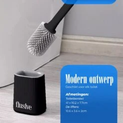 Flusive WC Borstel Met Houder Inclusief Ophangsysteem - Siliconen Toiletborstel - 2 Lifters - Flexibel - Zwart -Badkamer Wijs 1200x1200 2151
