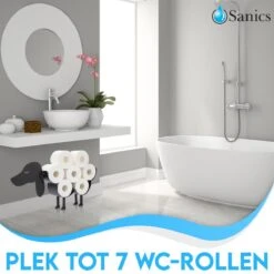 Sanics Reserverolhouder Vrijstaand - Hangend - Wandhouder - Hond - Zwart - Dier -Badkamer Wijs 1200x1200 2228