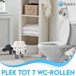 Sanics Reserverolhouder Vrijstaand - Hangend - Wandhouder - Hond - Zwart - Dier -Badkamer Wijs 1200x1200 2229