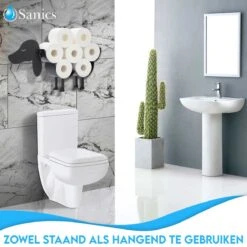 Sanics Reserverolhouder Vrijstaand - Hangend - Wandhouder - Hond - Zwart - Dier -Badkamer Wijs 1200x1200 2230