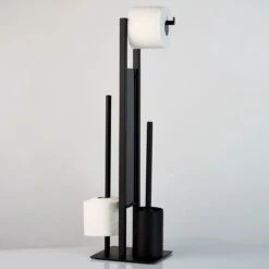 WENKO Toiletbutler Rivalta Zwart - Toiletborstel Met Houder, Toiletrolhouder En Reserverolhouder -Badkamer Wijs 1200x1200 2271