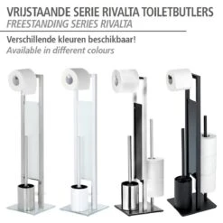 WENKO Toiletbutler Rivalta Zwart - Toiletborstel Met Houder, Toiletrolhouder En Reserverolhouder -Badkamer Wijs 1200x1200 2272