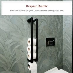Homestic© - WC Rolhouder Zwart - Balto Industrieel Toiletrolhouder Zonder Boren - Robuuste Toiletrolhouder Met Opslag Voor WC Papier - 70x12x10 CM - Roestvrij Staal - Wit -Badkamer Wijs 1200x1200 2299