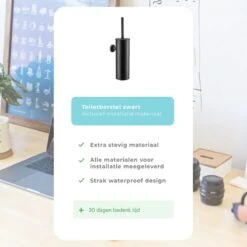 Homefy Toiletborstel Met Houder- Toiletborstel Zwart - Extra Hygiënisch - Inclusief Ophangsysteem - Zwart -Badkamer Wijs 1200x1200 2339