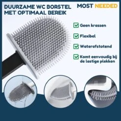 Merkloos Most Needed WC Borstel Met Houder - Siliconen Borstel - Duurzaam - Vrijstaand Of Hangend - Zwart -Badkamer Wijs 1200x1200 2353