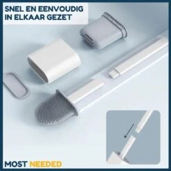 Merkloos Most Needed WC Borstel Met Houder - Siliconen Borstel - Duurzaam - Vrijstaand Of Hangend - Zwart -Badkamer Wijs 1200x1200 2356