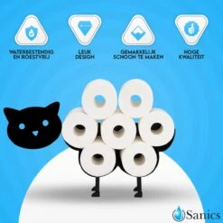 Sanics Reserverolhouder Vrijstaand - Hangend - Wandhouder - Kat - Zwart 9 Sanics Reserverolhouder Vrijstaand - Hangend - Wandhouder - Kat - Zwart -Badkamer Wijs 1200x1200 2380