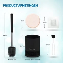WITTS WC Borstel Met Houder - Staand Of Hangend – Mat Zwart - Incl. Absorberende Pad -Badkamer Wijs 1200x1200 2387