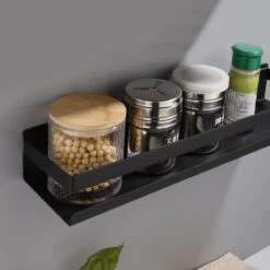 DesignX - Doucherek Zwart Hangend - 40CM Kruidenrek Keukenrek Ophangbaar - Caddy - Planchet - Wandrek Industrieel - Badkamer - Keuken -Badkamer Wijs 1200x1200 2398