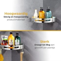 Merkloos Doucherek Zonder Boren – Doucherek Hangend – Badkamerrek – Zilver RVS – IP68 Waterdicht – 8KG Draagkracht -Badkamer Wijs 1200x1200 2402
