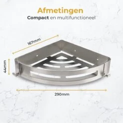 Merkloos Doucherek Zonder Boren – Doucherek Hangend – Badkamerrek – Zilver RVS – IP68 Waterdicht – 8KG Draagkracht -Badkamer Wijs 1200x1200 2404