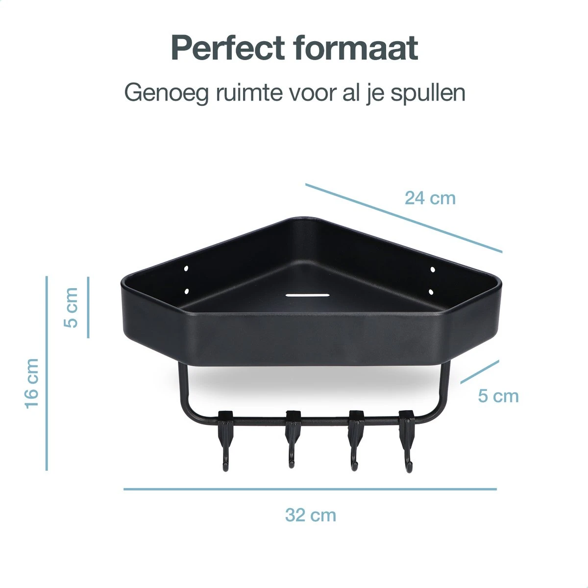 ACE Goods® Doucherek Zwart Hangend – Badkamerrek – Doucherek 2 Laags – Badkamerrekje Hoekrek Douche – Inclusief Haakjes 10 ACE Goods® Doucherek Zwart Hangend – Badkamerrek – Doucherek 2 Laags – Badkamerrekje Hoekrek Douche – Inclusief Haakjes - Afbeelding 8