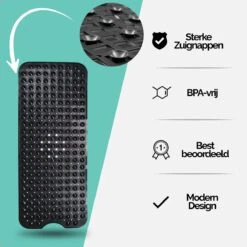 The Original - Badmat Antislip - Zwart - 100x40cm - Antislipmat Douchemat Voor Bad & Douche - Anti Slip Mat Met Zuignappen -Badkamer Wijs 1200x1200 243