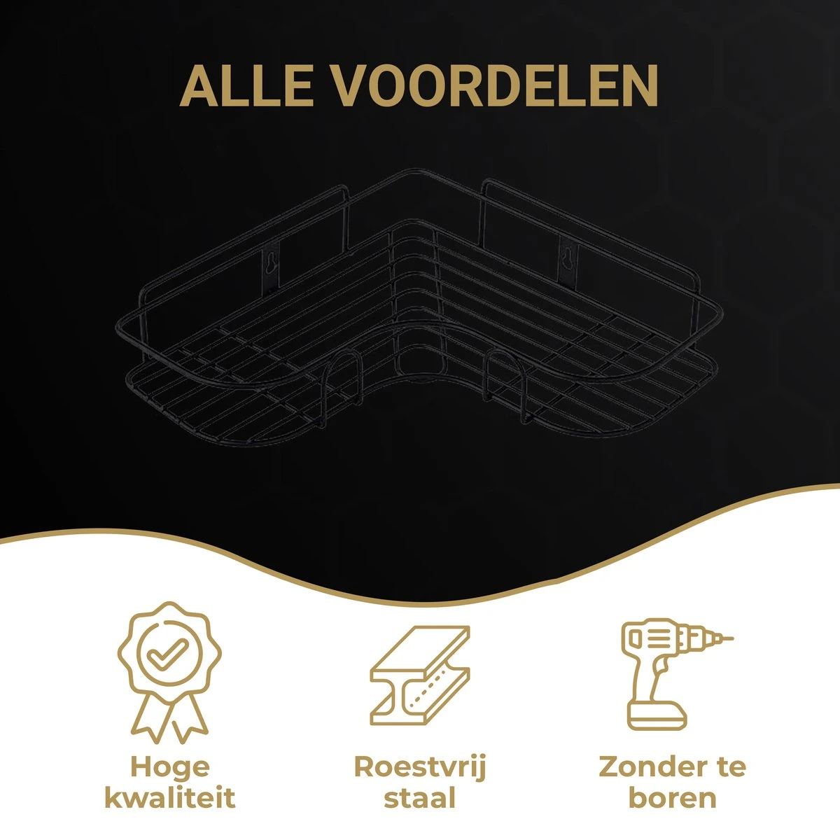 HGMD® Doucherek Zonder Boren - 1 Stuk - Zwart - Zelfklevend Doucherek –Badkamerrek - Badrek - Keukenrek - Doucherek Hangend – Badkamer Accessoires - Kruidenrek 10 HGMD® Doucherek Zonder Boren - 1 Stuk - Zwart - Zelfklevend Doucherek –Badkamerrek - Badrek - Keukenrek - Doucherek Hangend – Badkamer Accessoires - Kruidenrek - Afbeelding 8