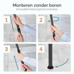 Goliving Doucherek - Doucherek Zonder Boren - Telescopisch Doucherek - Voor Plafonds Tot 2.9m Hoog - Zwart -Badkamer Wijs 1200x1200 2447