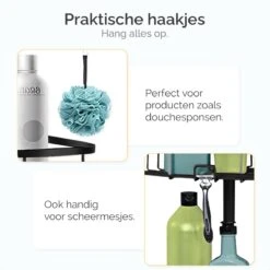 Goliving Doucherek - Doucherek Zonder Boren - Telescopisch Doucherek - Voor Plafonds Tot 2.9m Hoog - Zwart -Badkamer Wijs 1200x1200 2450