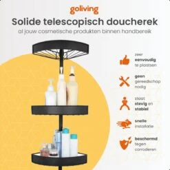 Goliving Doucherek - Doucherek Zonder Boren - Telescopisch Doucherek - Voor Plafonds Tot 2.9m Hoog - Dicht Design - Zwart 11 Goliving Doucherek - Doucherek Zonder Boren - Telescopisch Doucherek - Voor Plafonds Tot 2.9m Hoog - Dicht Design - Zwart -Badkamer Wijs 1200x1200 2453