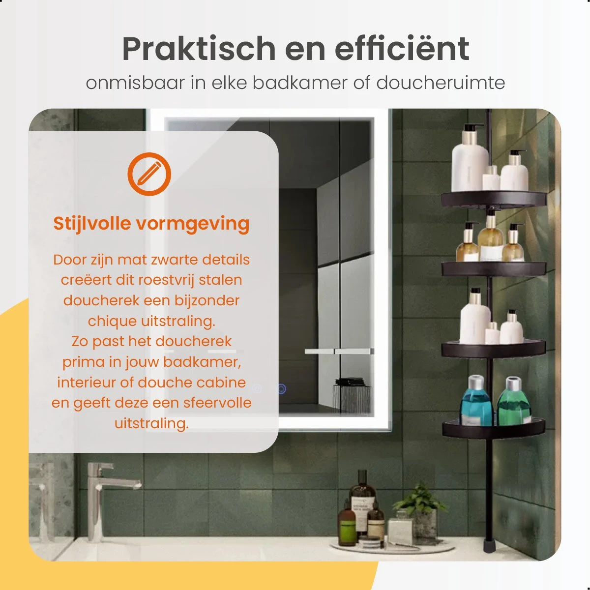 Goliving Doucherek - Doucherek Zonder Boren - Telescopisch Doucherek - Voor Plafonds Tot 2.9m Hoog - Dicht Design - Zwart 7 Goliving Doucherek - Doucherek Zonder Boren - Telescopisch Doucherek - Voor Plafonds Tot 2.9m Hoog - Dicht Design - Zwart - Afbeelding 5