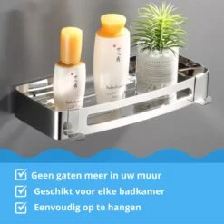 BrandtBergkamp RVS Doucherek 2 Laags – Zonder Boren – Doucherekje Hangend – Badkamerrek Zilver -Badkamer Wijs 1200x1200 2460