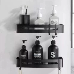 BrandtBergkamp RVS Doucherek 2 Laags – Zonder Boren – Doucherekje Hangend – Badkamerrek Zwart 15 BrandtBergkamp RVS Doucherek 2 Laags – Zonder Boren – Doucherekje Hangend – Badkamerrek Zwart -Badkamer Wijs 1200x1200 2468