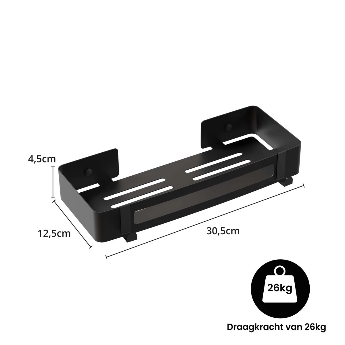 BrandtBergkamp RVS Doucherek 2 Laags – Zonder Boren – Doucherekje Hangend – Badkamerrek Zwart 13 BrandtBergkamp RVS Doucherek 2 Laags – Zonder Boren – Doucherekje Hangend – Badkamerrek Zwart - Afbeelding 11