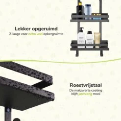 Doucherek Zonder Boren - Zwart - 2-Laags Doucherekje - Hangend Aan Douchewand -Badkamer Wijs 1200x1200 2477