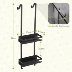 Doucherek Zonder Boren - Zwart - 2-Laags Doucherekje - Hangend Aan Douchewand -Badkamer Wijs 1200x1200 2480