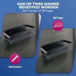 Roegaarden Doucherek Zonder Boren - Doucherekjes - Hangend - Zwart RVS - 23 CM -Badkamer Wijs 1200x1200 2500