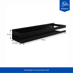 SanitairXL - Doucherek Zwart RVS - 50 Cm Breed - Badkamer Rekje - Douche Rekje - Wandrekje - Hangend Doucherek - Keuken Wandrek -Badkamer Wijs 1200x1200 2504