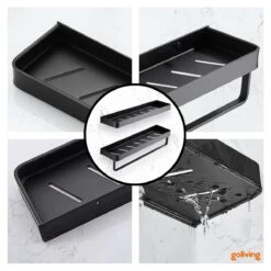 Goliving Doucherek Zonder Boren - Doucherekje- Badkamerrek 2 Laags - Hangend - Wandrek - RVS - Opbergrek - 40cm - Zwart -Badkamer Wijs 1200x1200 2545